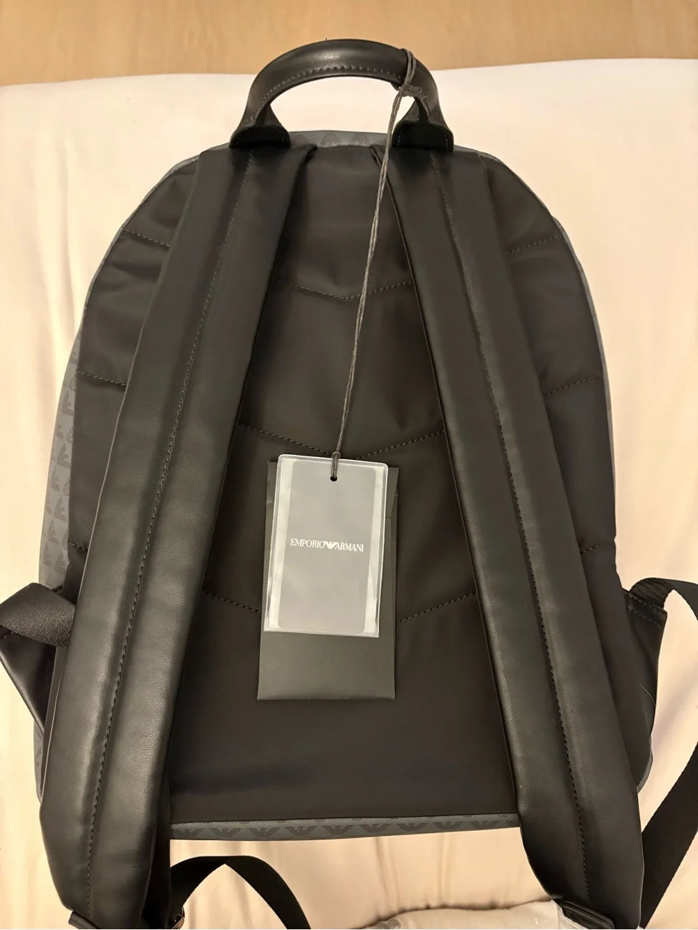 Emporio Armani Black Logo-Print Backpack Interior